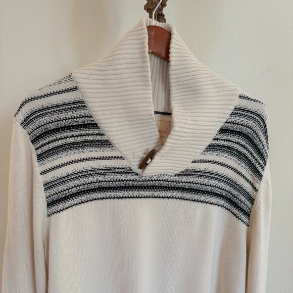 Weatherproof Vintage Men's Size L Ivory Long Sleeve Toggle Pullover Knit Sweater - Picture 5 of 12
